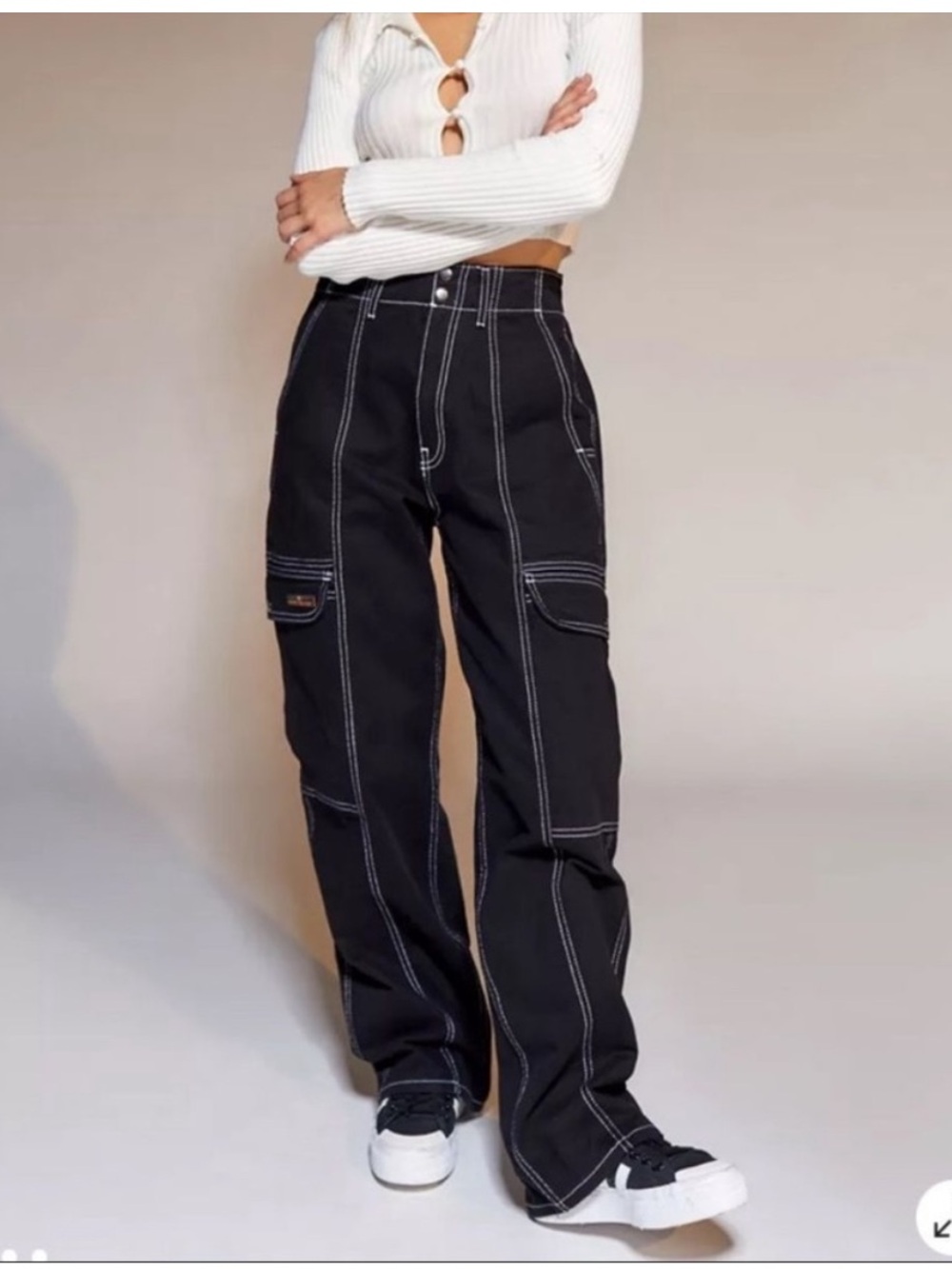 BDG High-Waisted Contrast Stitch Relaxed Skate Jean – Black 26